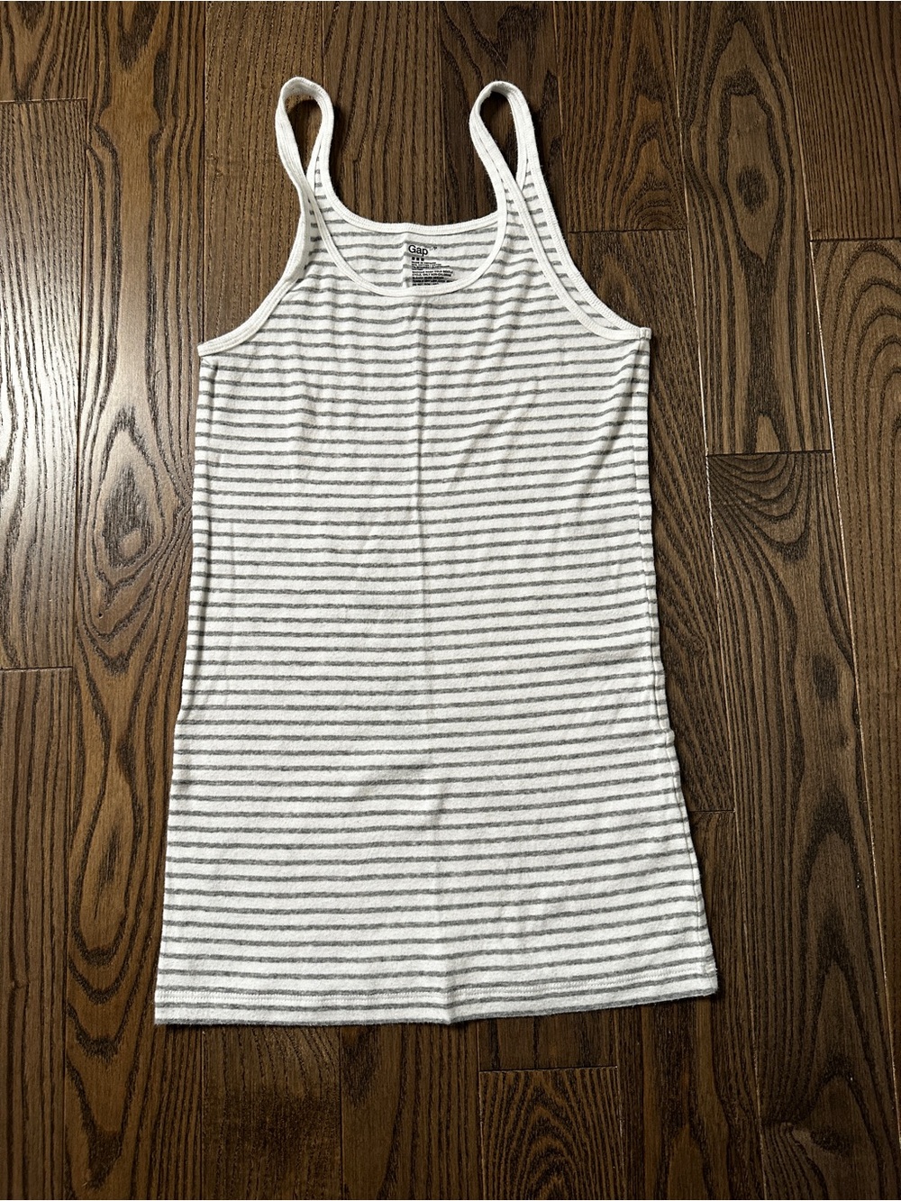 GAP White and Gray Striped Tank